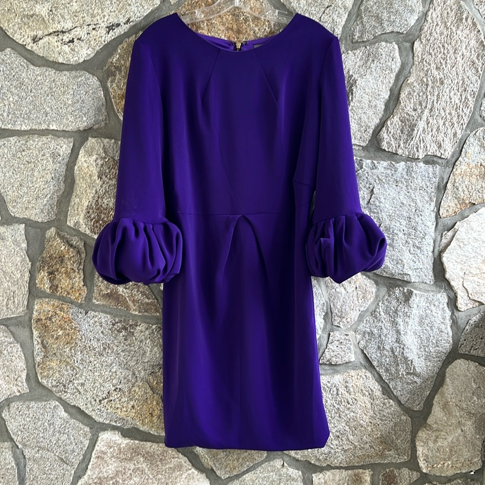 Issue New York Purple Puff Sleeve Cocktail Dress